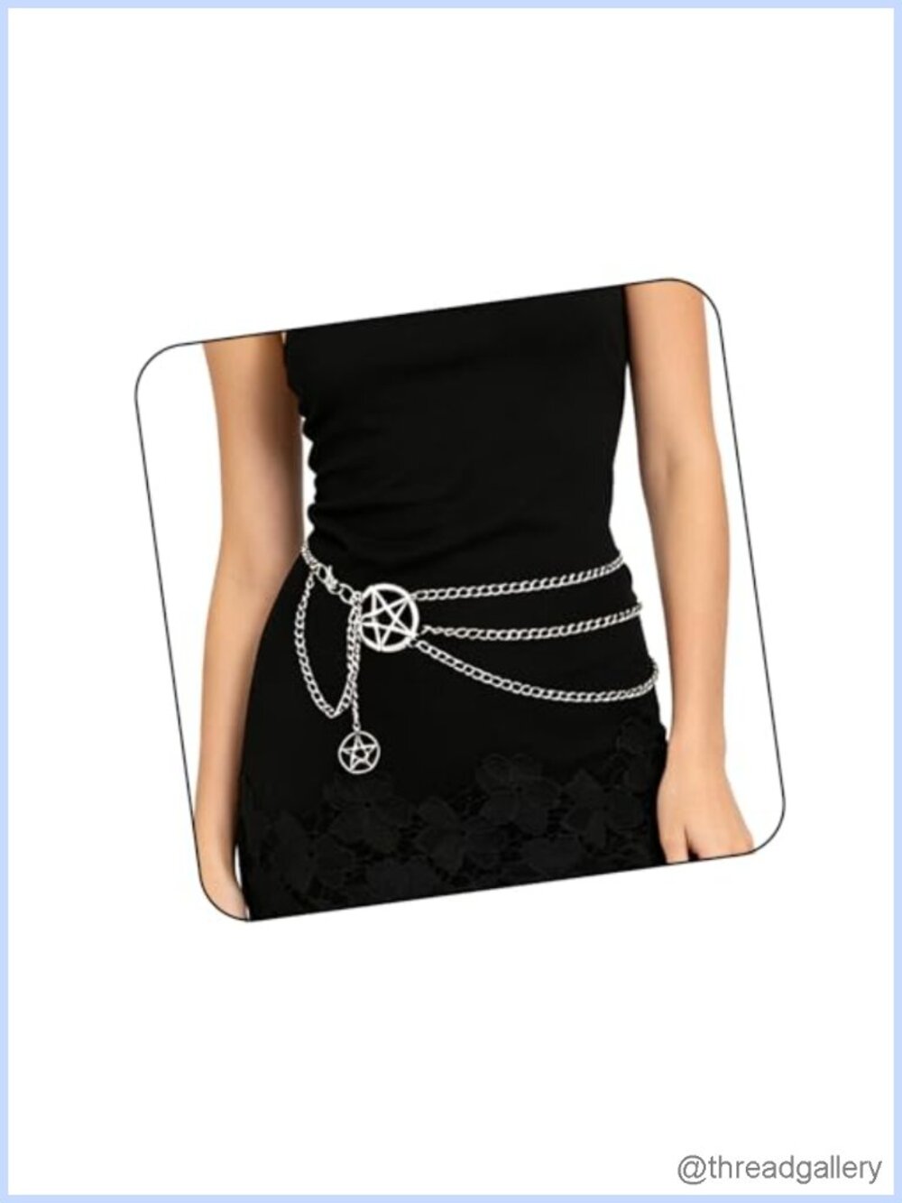 Multi-Layer Waist Chain Belt Pentagram Star Pendant Adjustable Alloy Metal